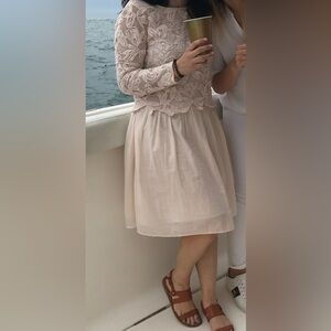 See By Chloe Cream Lace Long Sleeve Dress